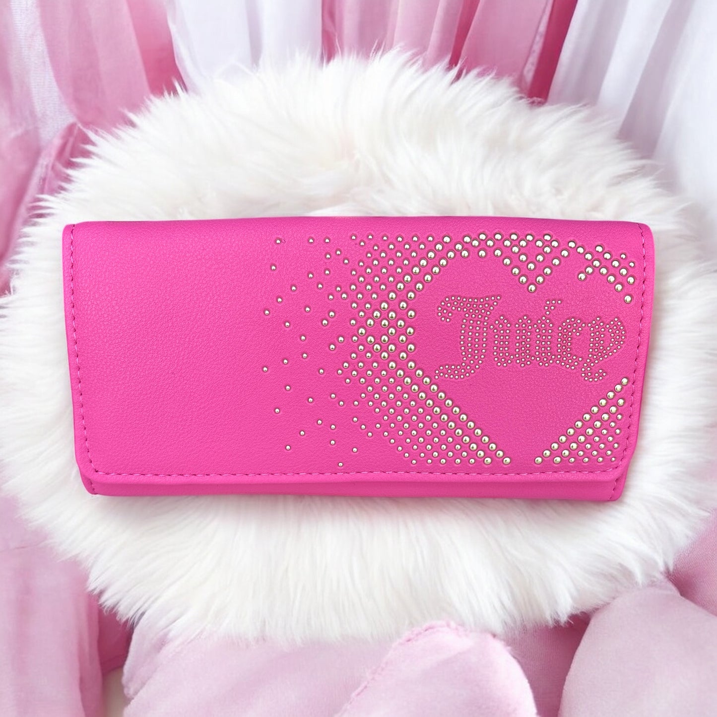 Cartera Juicy C rosa con brillos dorados