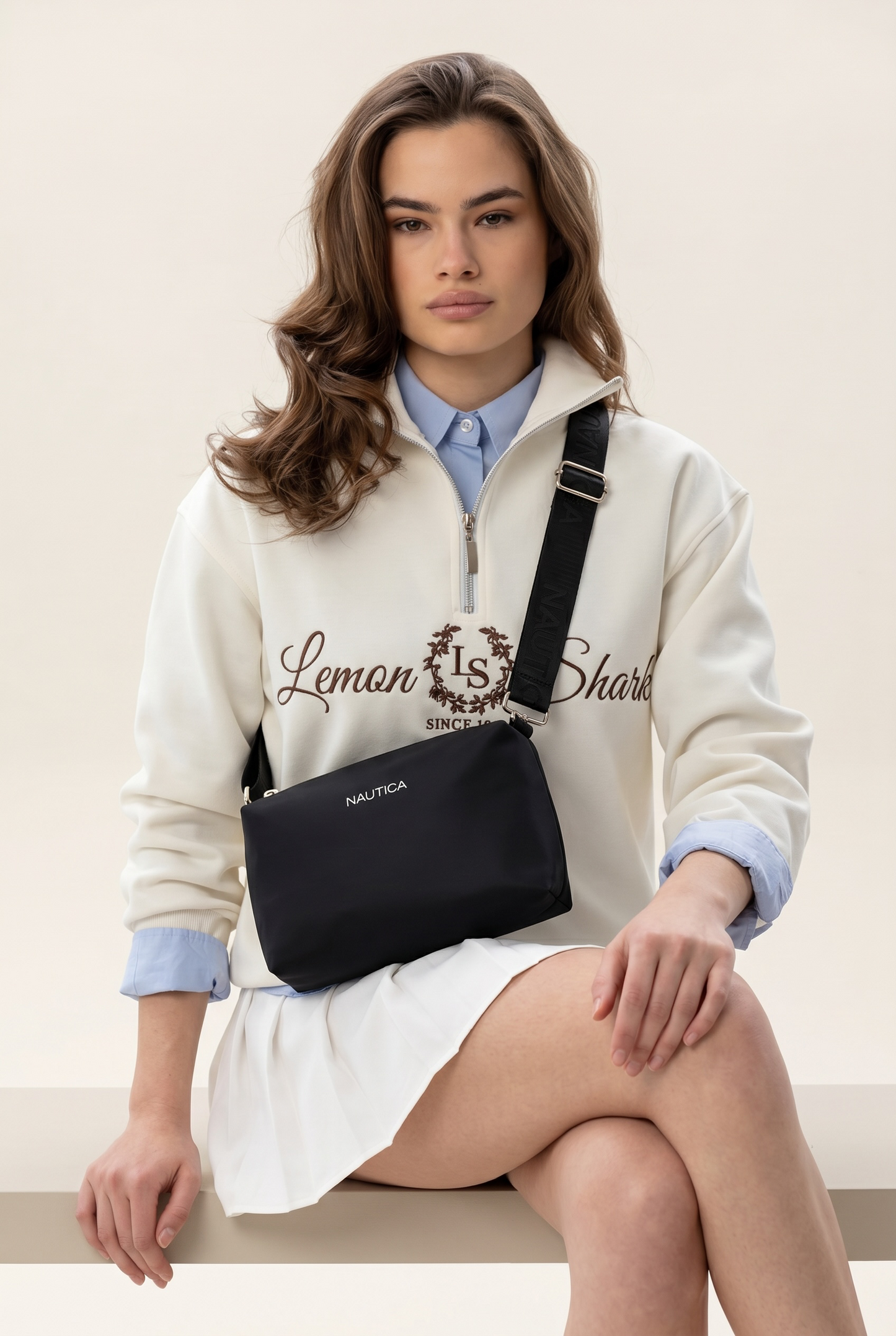 Crossbody náutica strap grabado impermeable negra