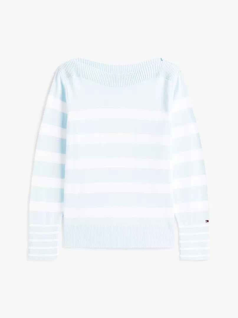 Suéter Tommy H azul claro rayas blancas