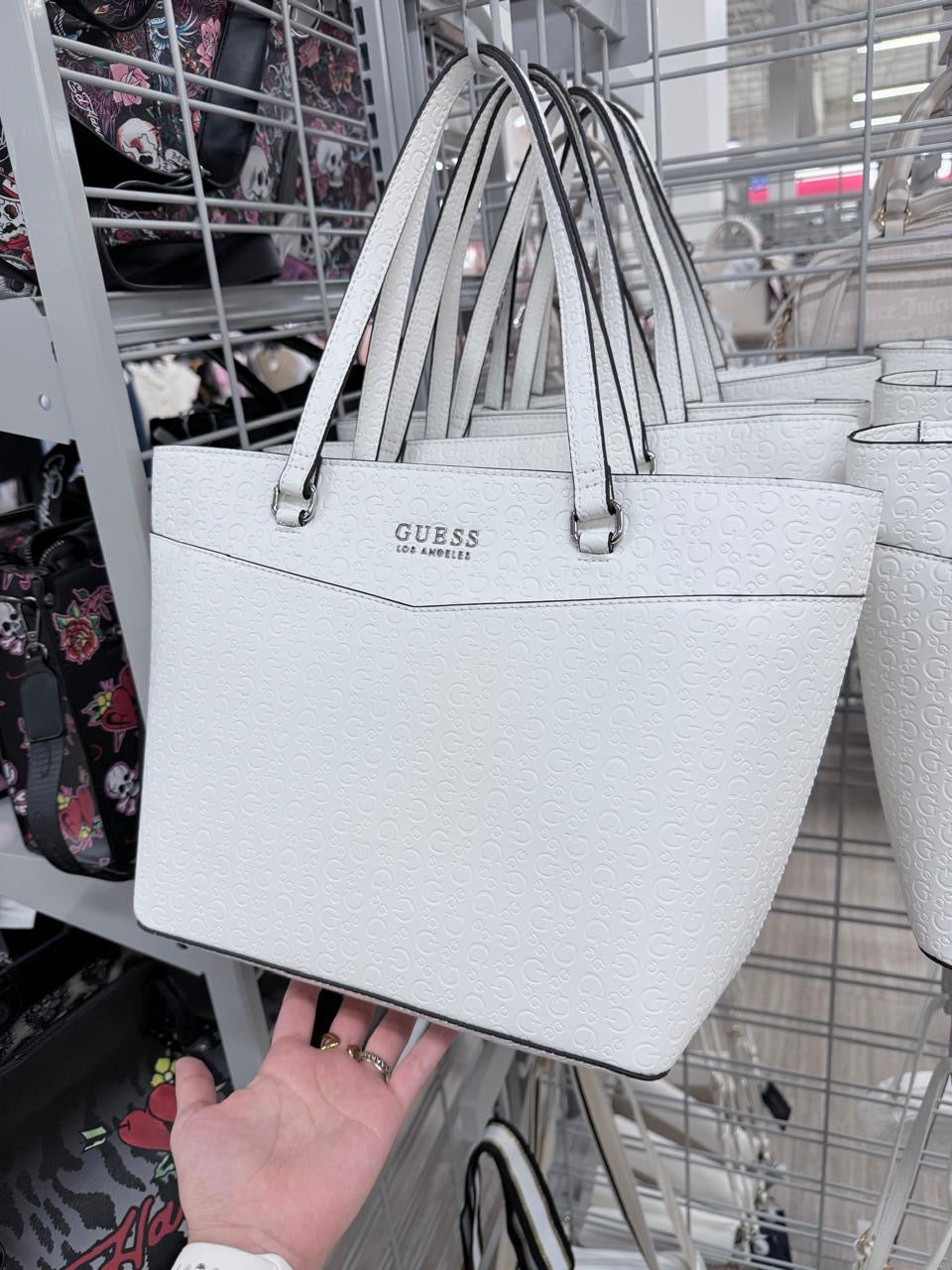 Tote Guess blanca con grabado