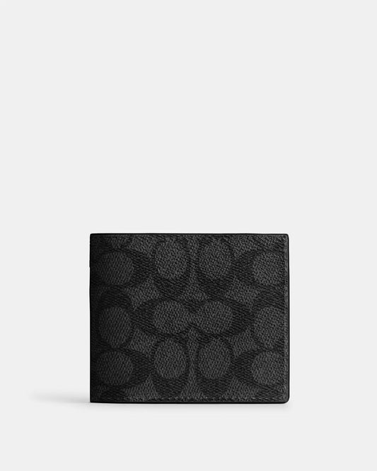 Cartera coach negra Billfot Wallet asignature canvas para caballero