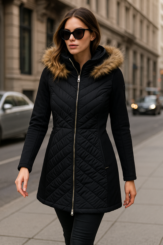 Chamarra Calvin K negra con peluche color café