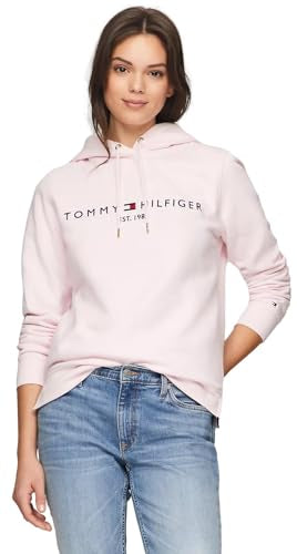 Sudadera Tommy H rosa con letras bordadas azul