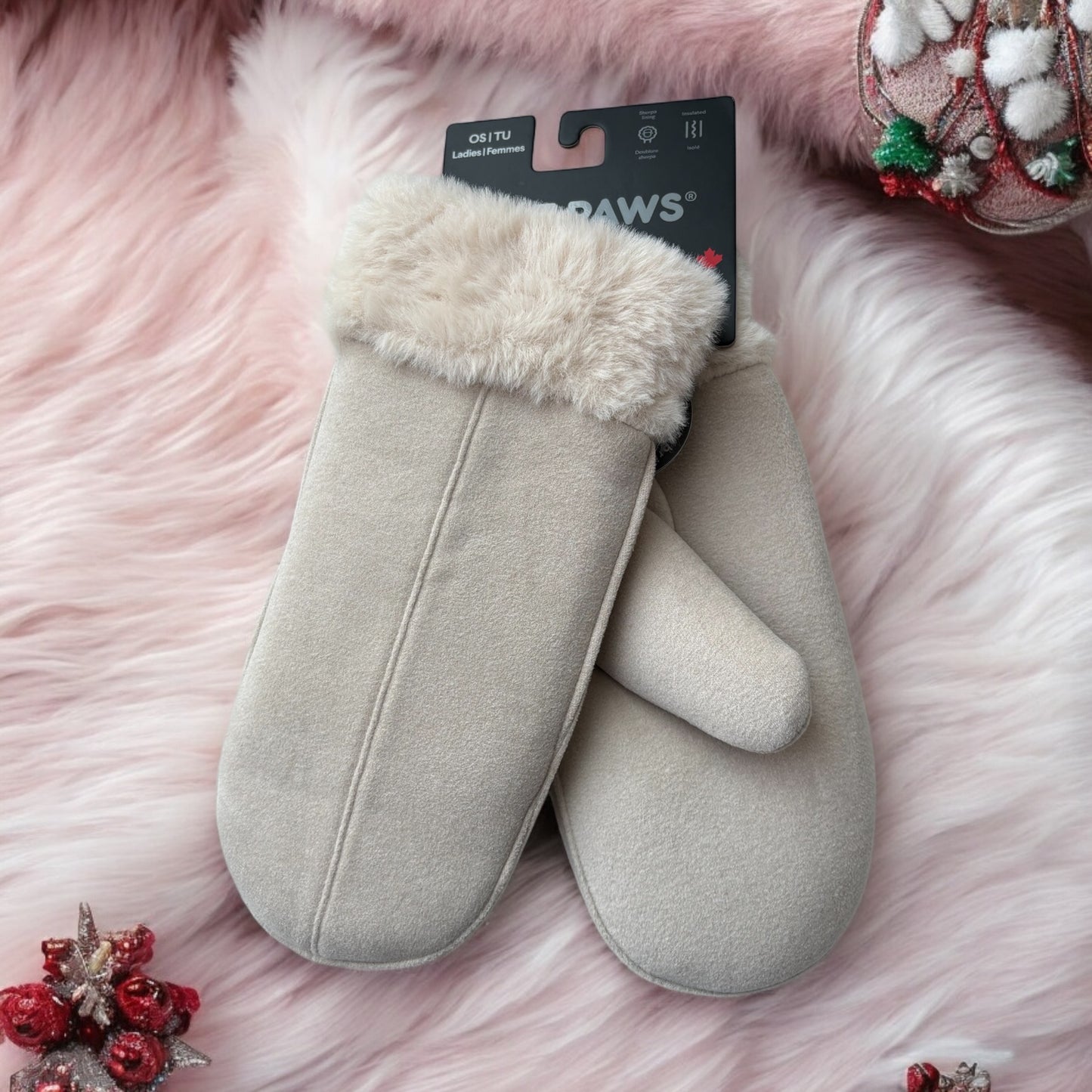 Guantes Mittens Hot Paws beige de invierno