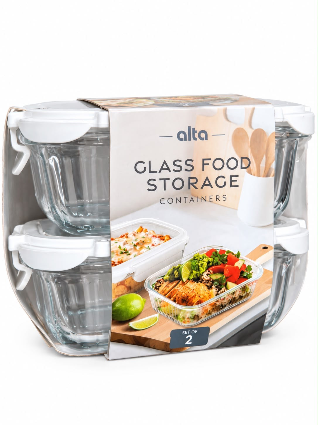 Contenedores Glass de vidrio tapa blanca