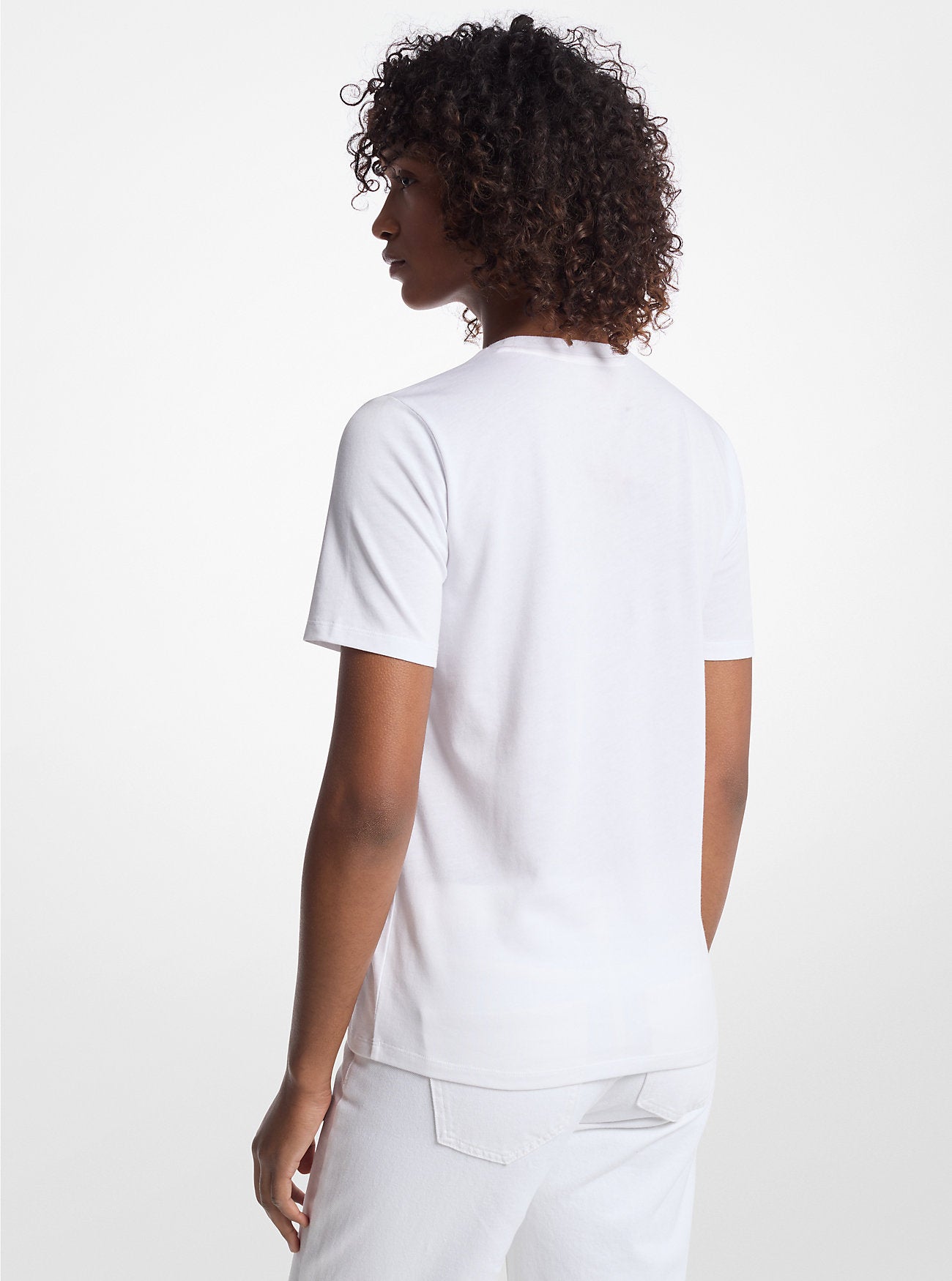 Playera Michael K blanca con brillos dorados