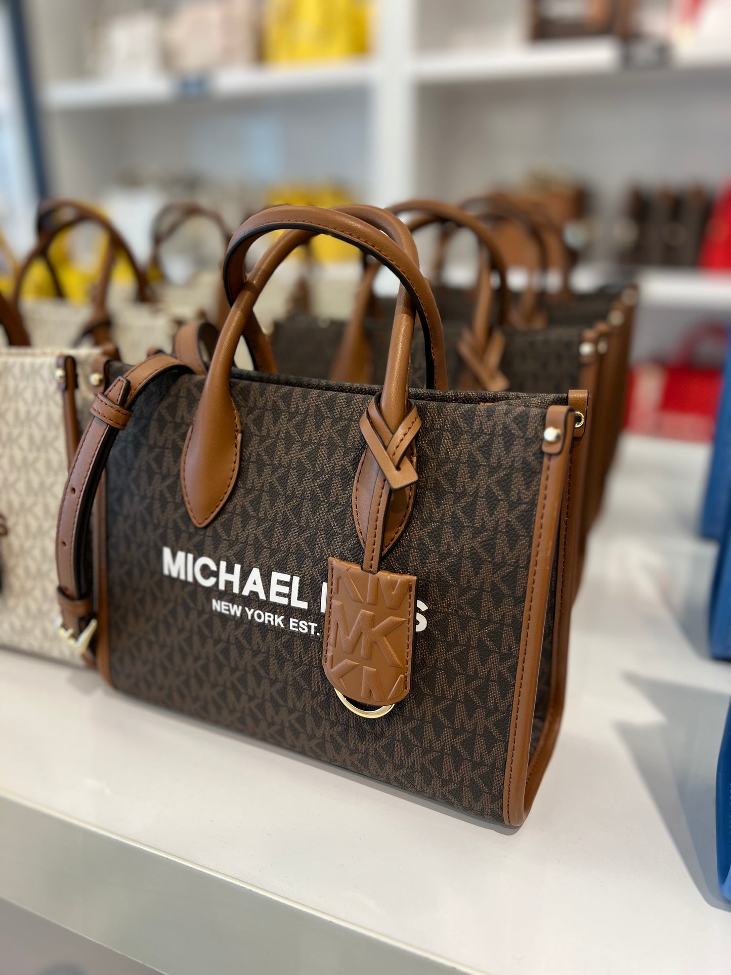 Tote Michael K chocolate/cafe y strap