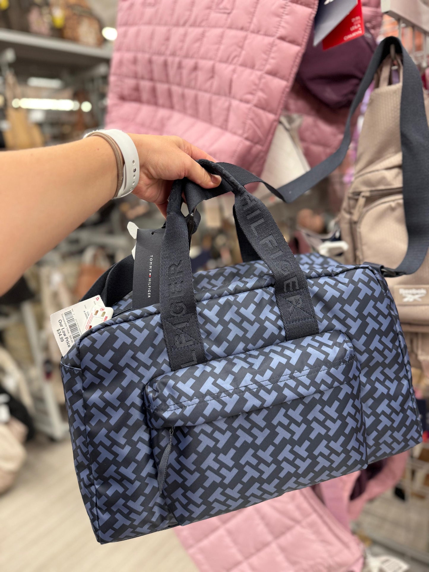 Maleta Tommy H azul marino con monogram azul