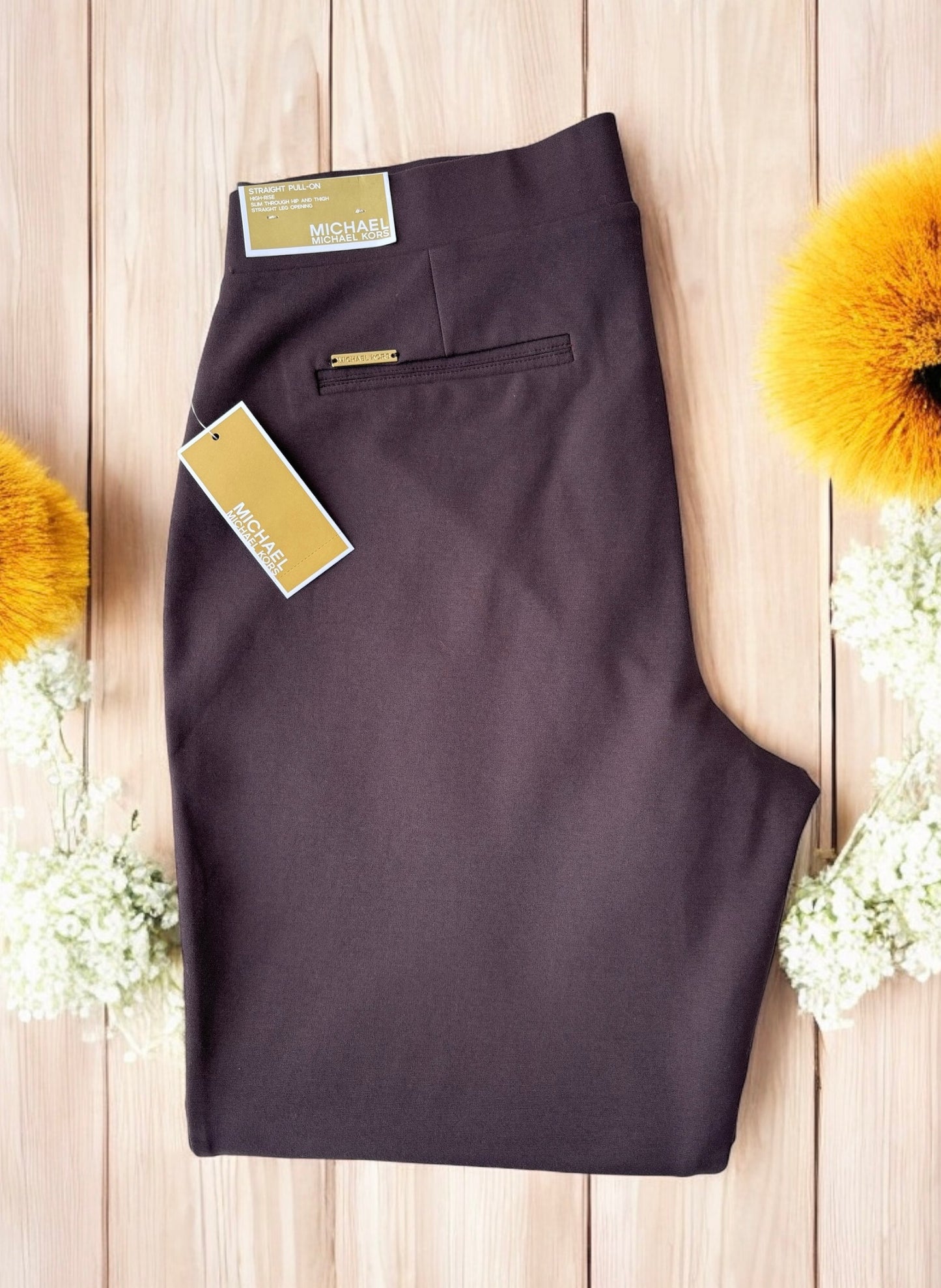 Leggings Michael K café recto con placa