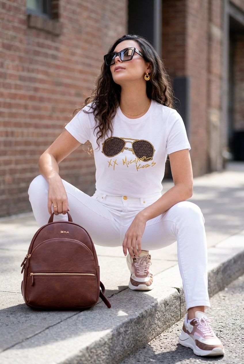 Playera Michael K blanca con lentes