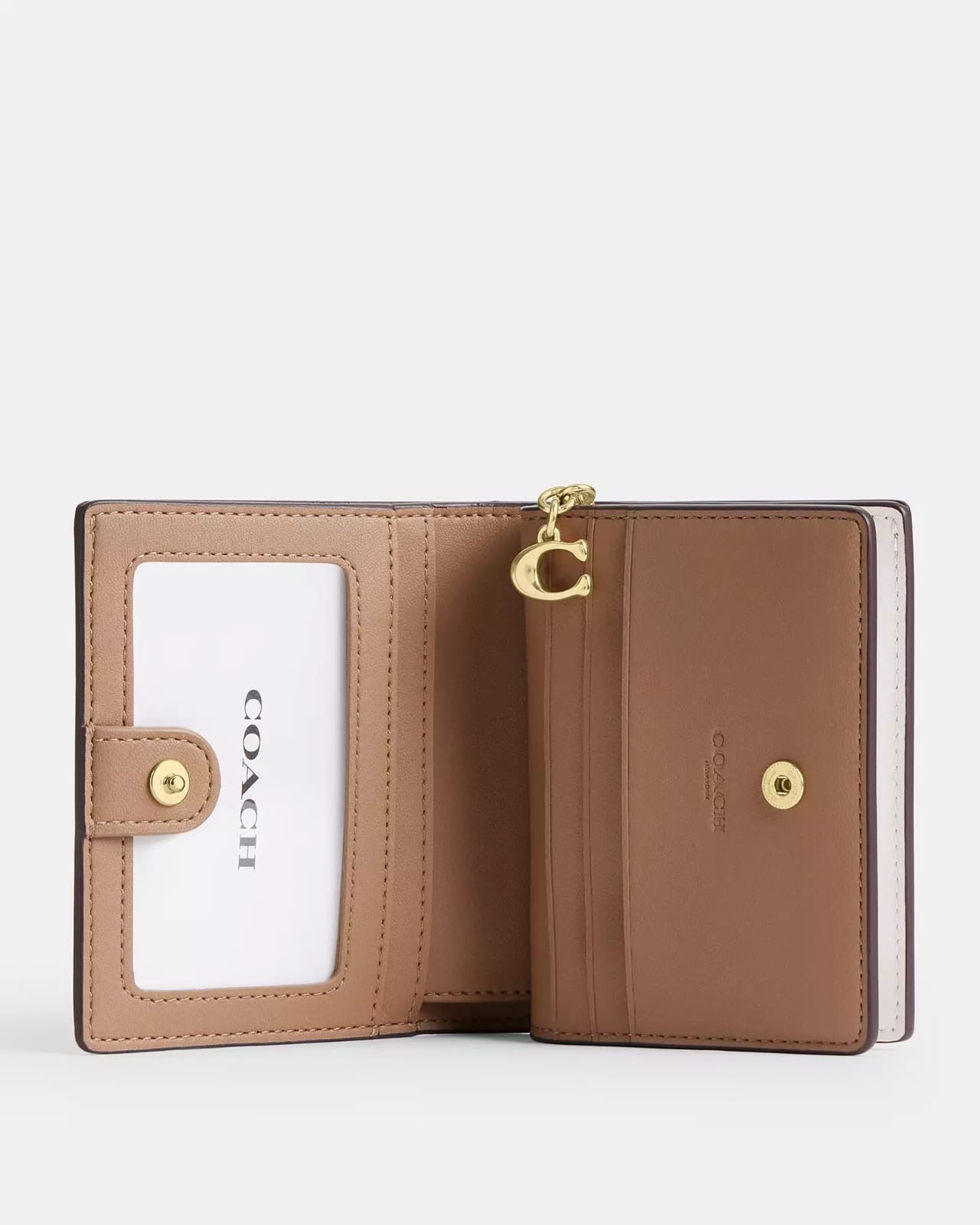 Cartera Coach beige snap Wallet in signature canvas