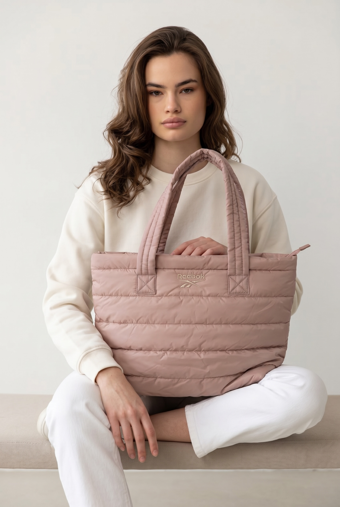 Tote reebok Rosa capitonada grande