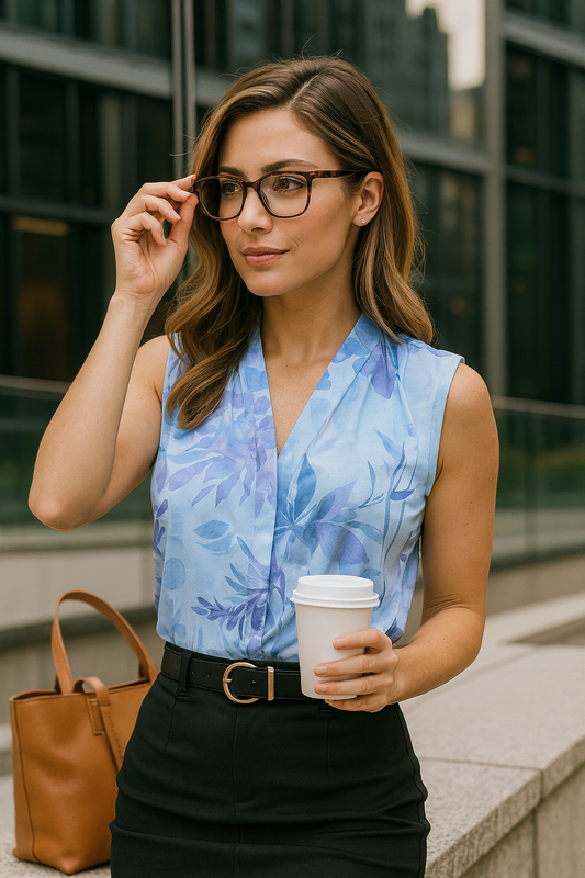 Blusa Calvin K lila de flores