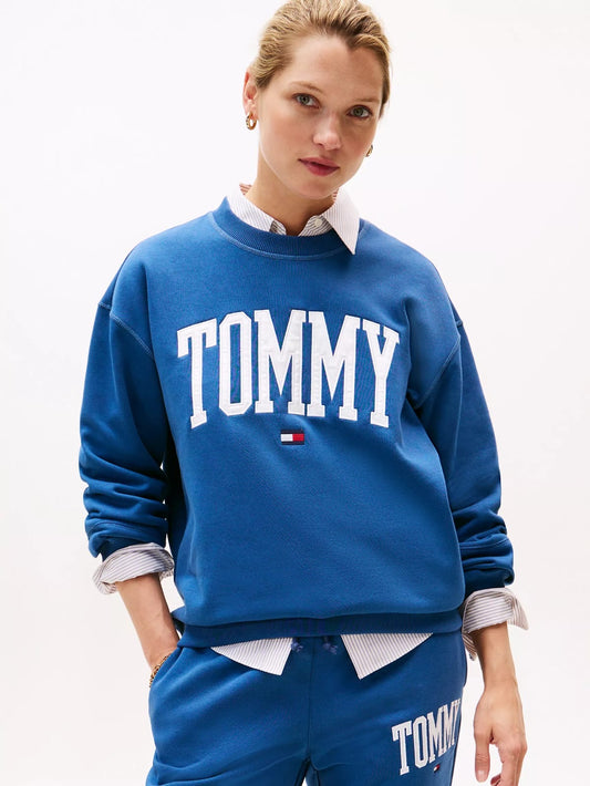 Sudadera Tommy H azul, letras blancas