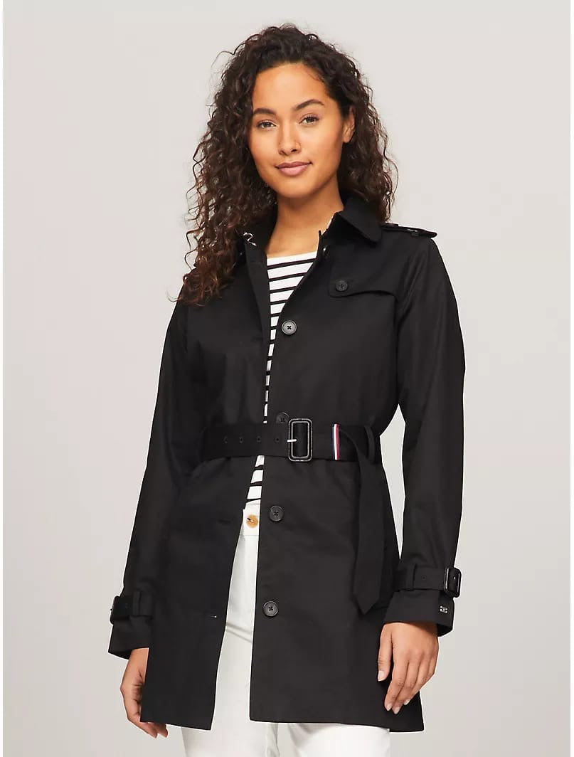 Gabardina Tommy H negra con cinturón