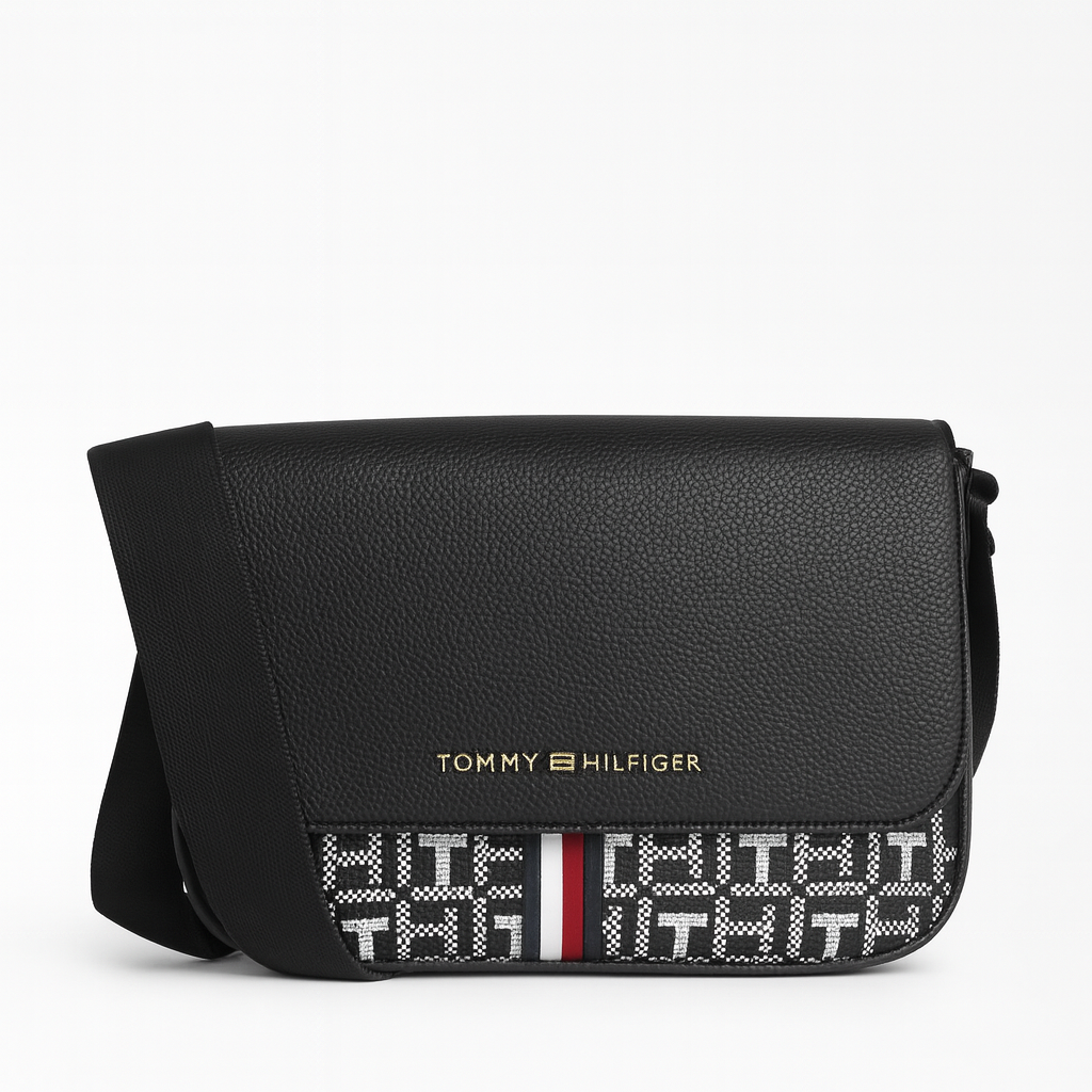 Crossbody Tommy H negra, monogram bag