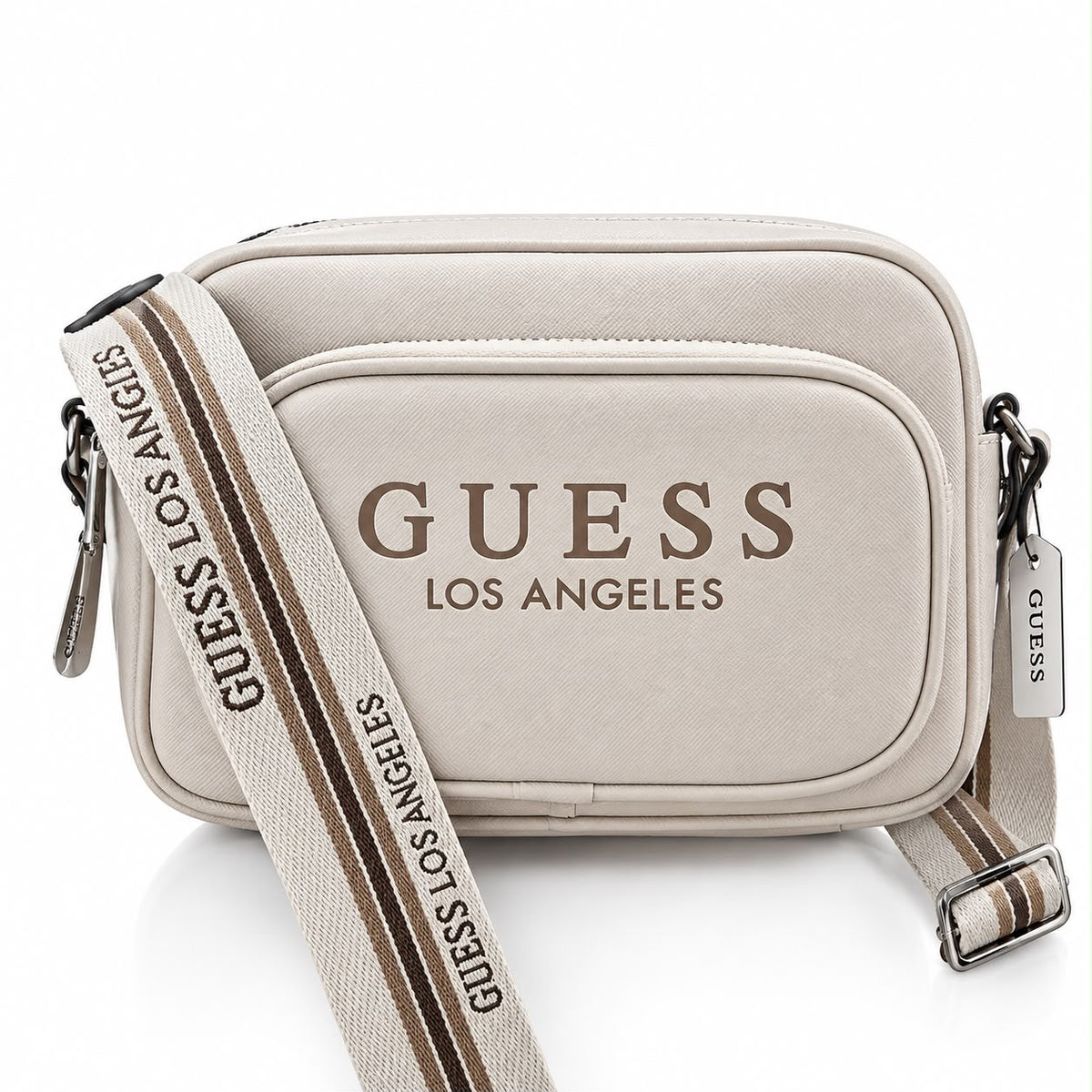 Crossbody Guess beige con letras nude