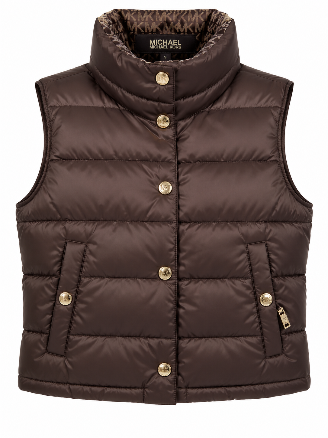 Chaleco Michael K café cuello con monogram M