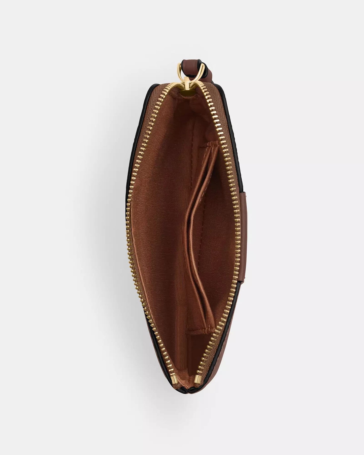 Muñequera Coach chocolate/café, monogram y strap