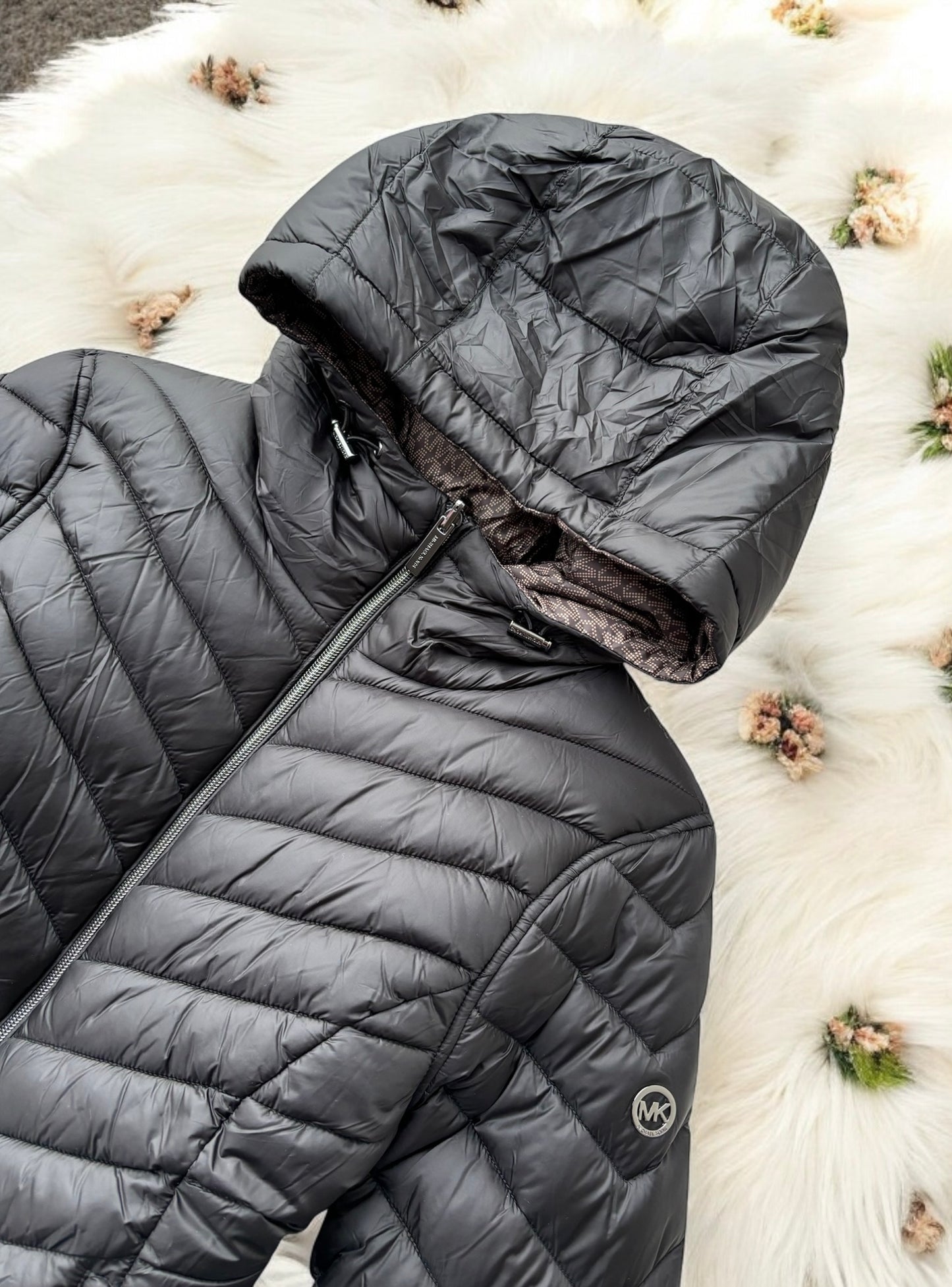 Chamarra Michael K negra/cafe reversible Quilted Nylon Signature