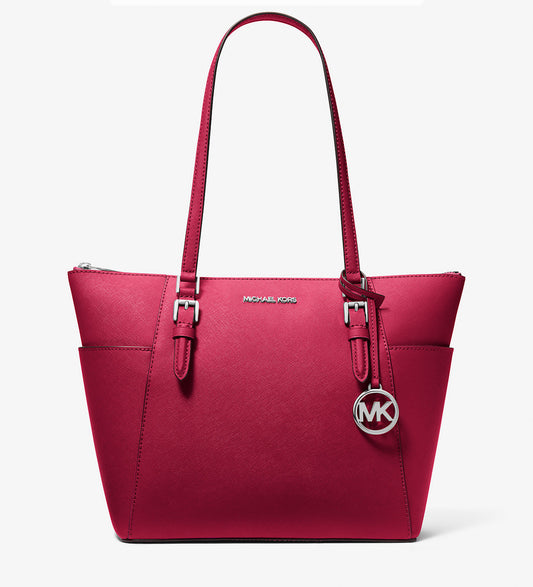 Tote Michael K charlotte rosa hot Pink con placa plateada
