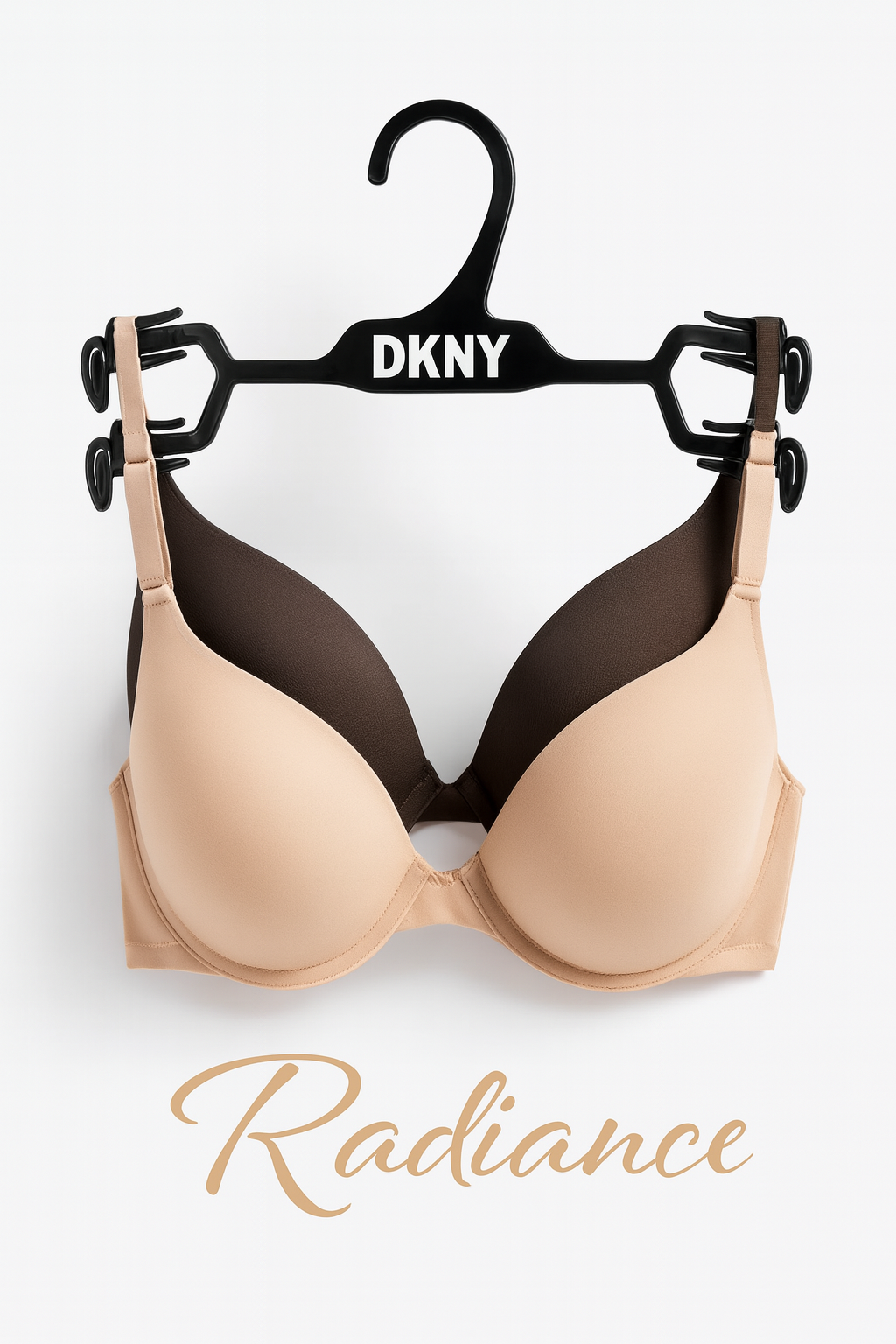 Brasier DKNY nude, café, transparencia atrás y resorte grabado 2pzs