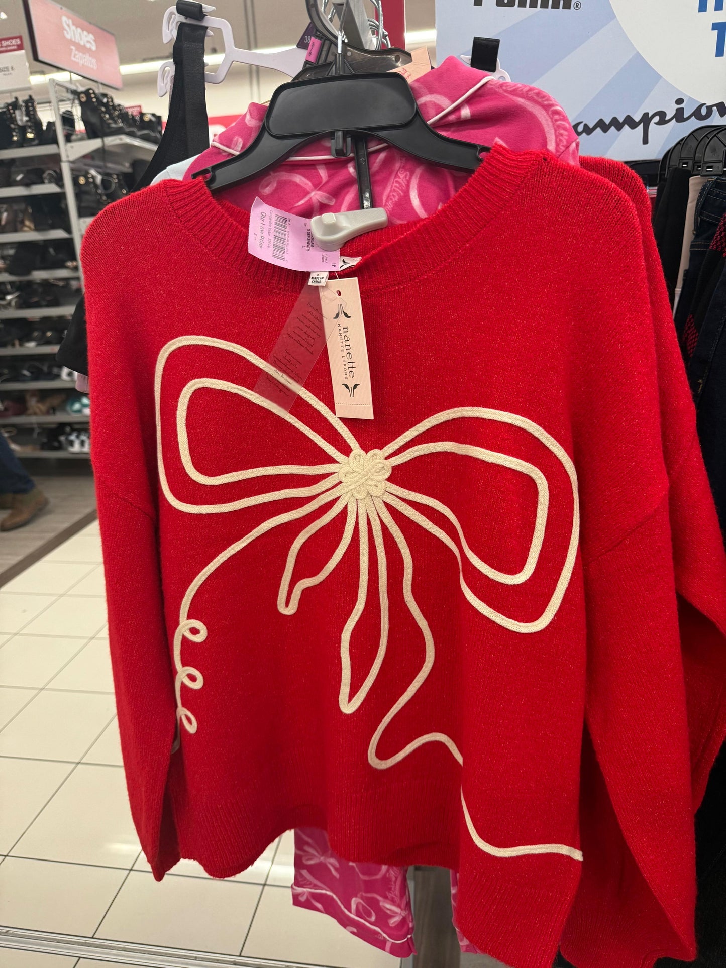 Suéter Nanette rojo con moño crema