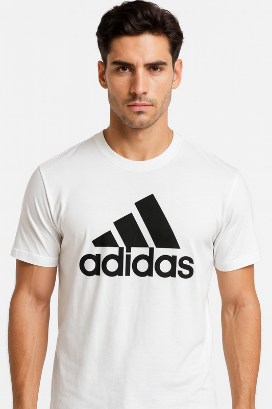 Playera Adidas Blanca, logo en estampado negro para caballero