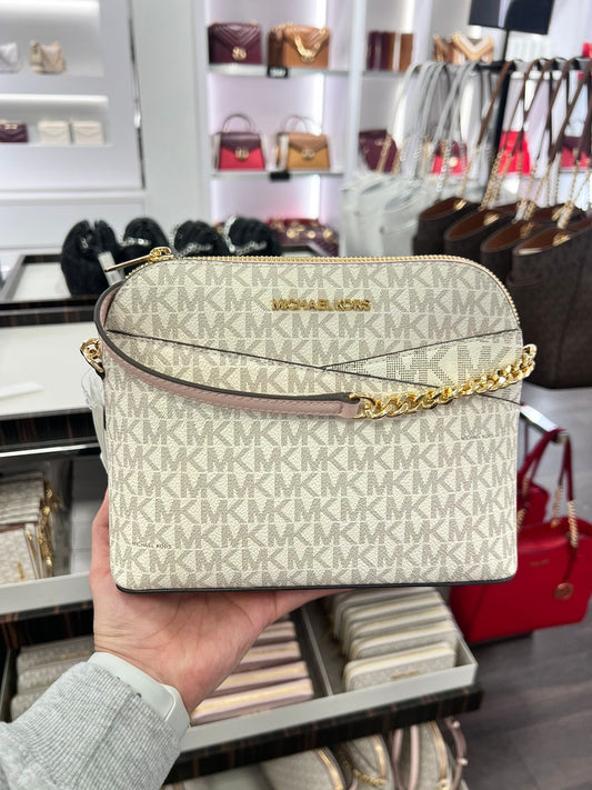 Crossbody Michael K Vanilla/rosa con monogram