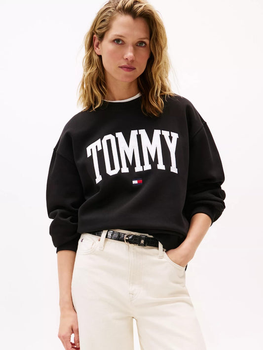 Sudadera Tommy H negra letras blancas