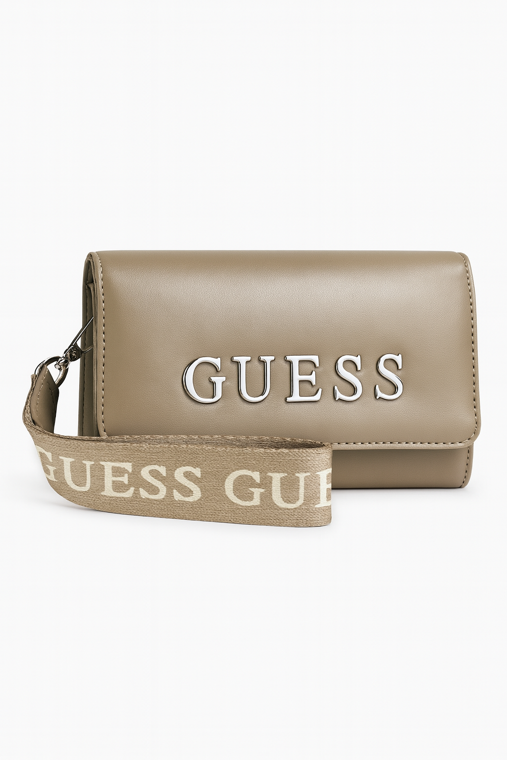 Cartera Guess verde olivo con placa plateada
