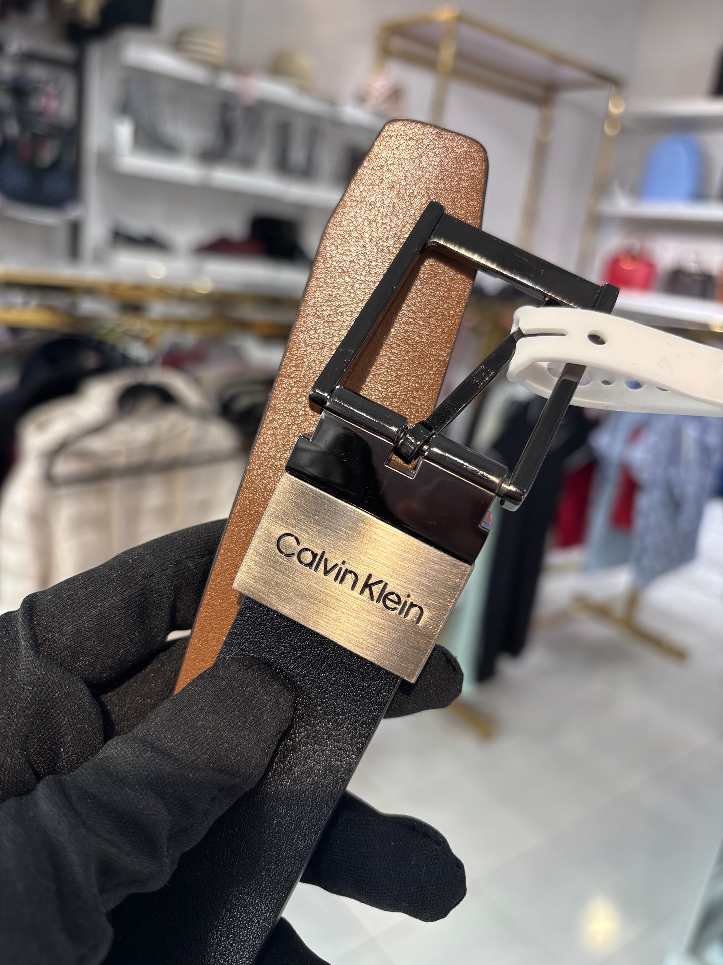 Cinturón Calvin K reversible negro/camel para caballero