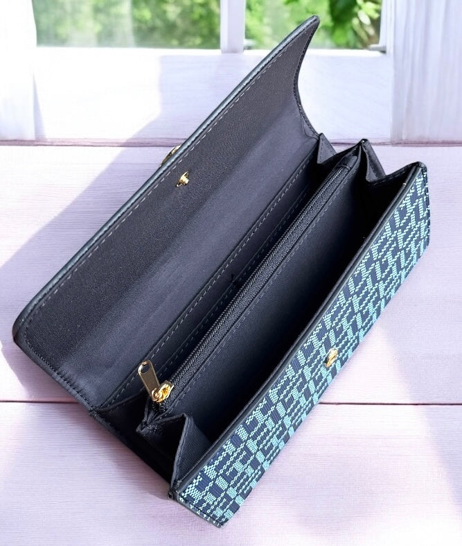 Cartera Tommy H azul marino con monogram azul