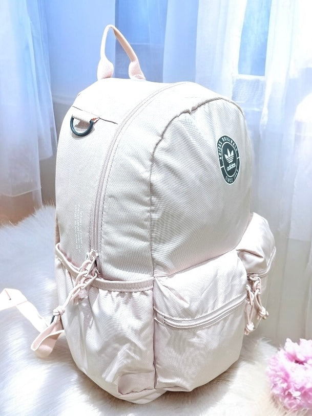 Backpack Adidas rosa claro logo en estampado gris