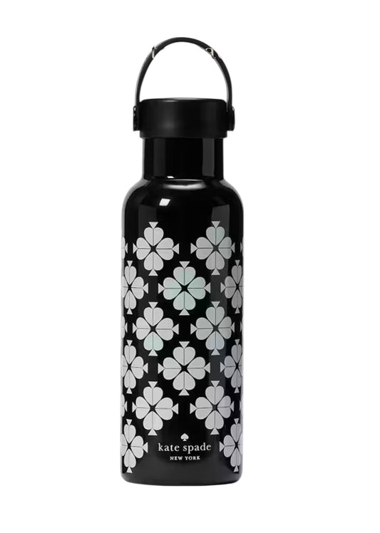 Botella de agua Kate Spade negra con pocas blancas