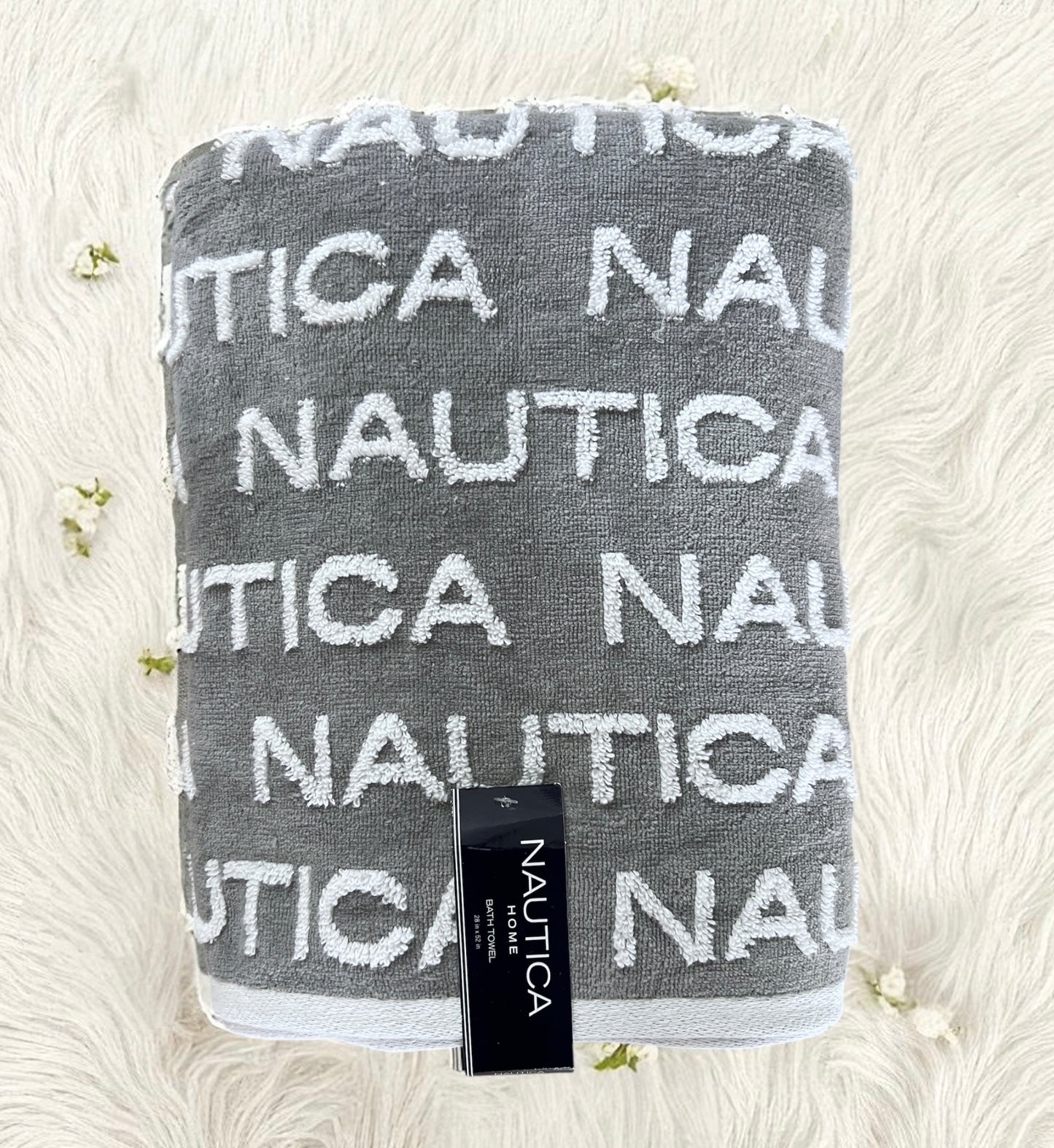 Toalla Náutica gris conmletras blancas