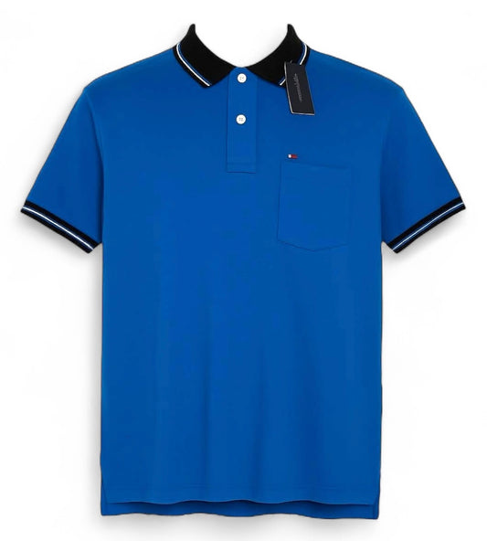 Playera Tommy H azul polo con bolsa caballero