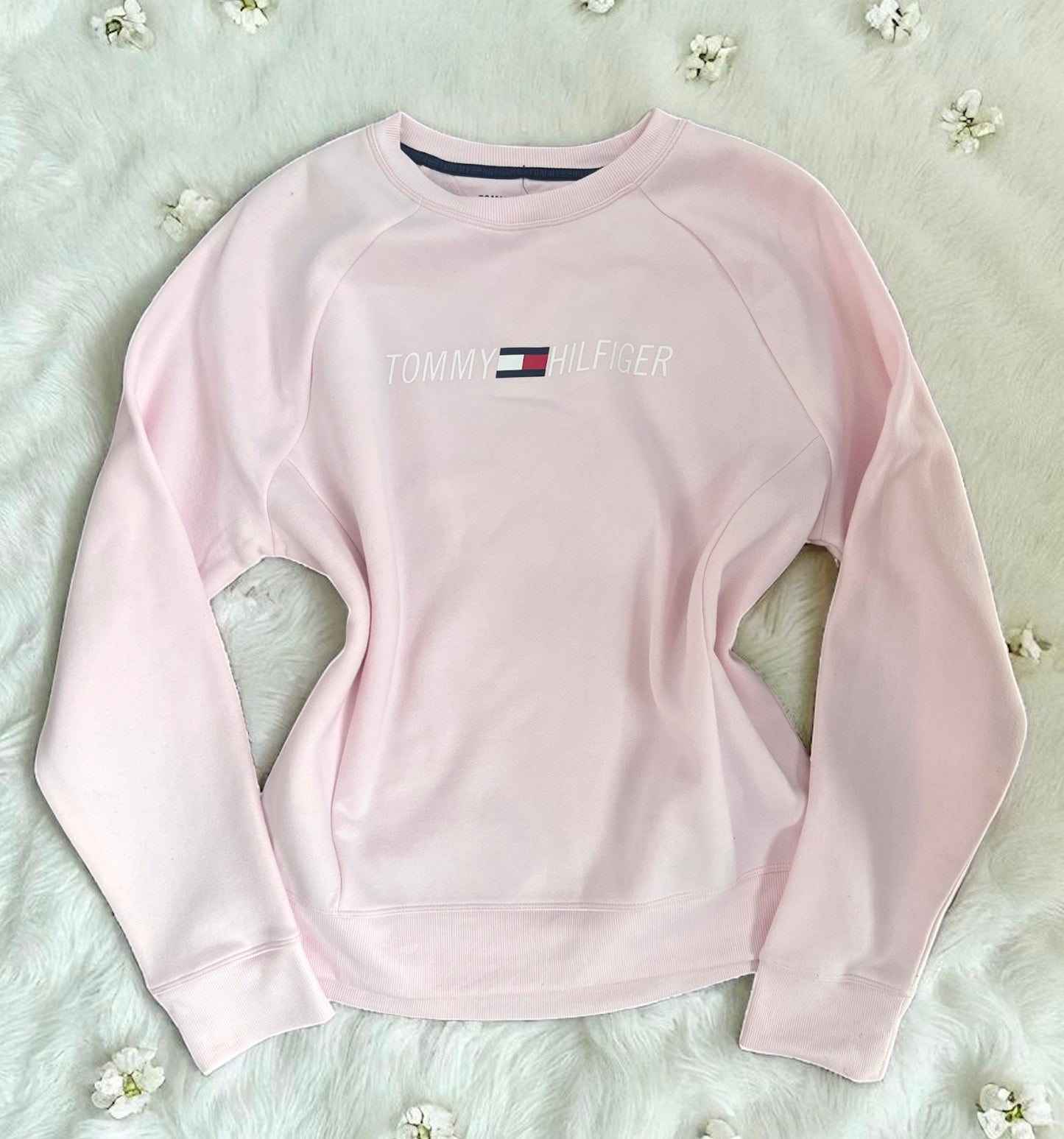 Sudadera Tommy H rosa claro letras blancas