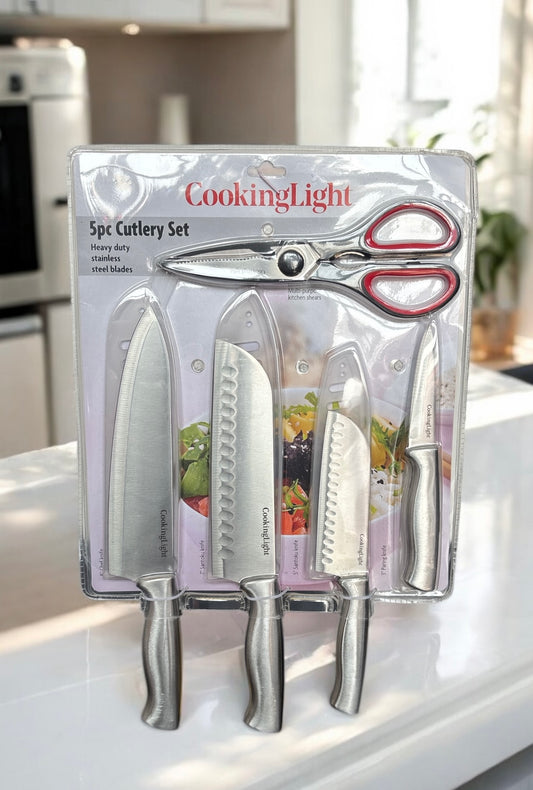 Set de cuchillos CookingLight de acero inoxidable y tijeras 5pzs