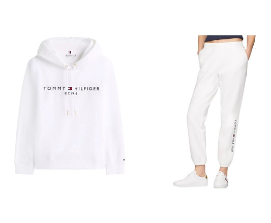 Conjunto Tommy H blanca letras azul bordadas