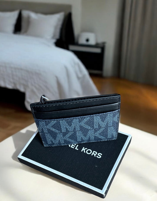 Tarjetero Michael k Jet Set Mens azul con monogram y negro