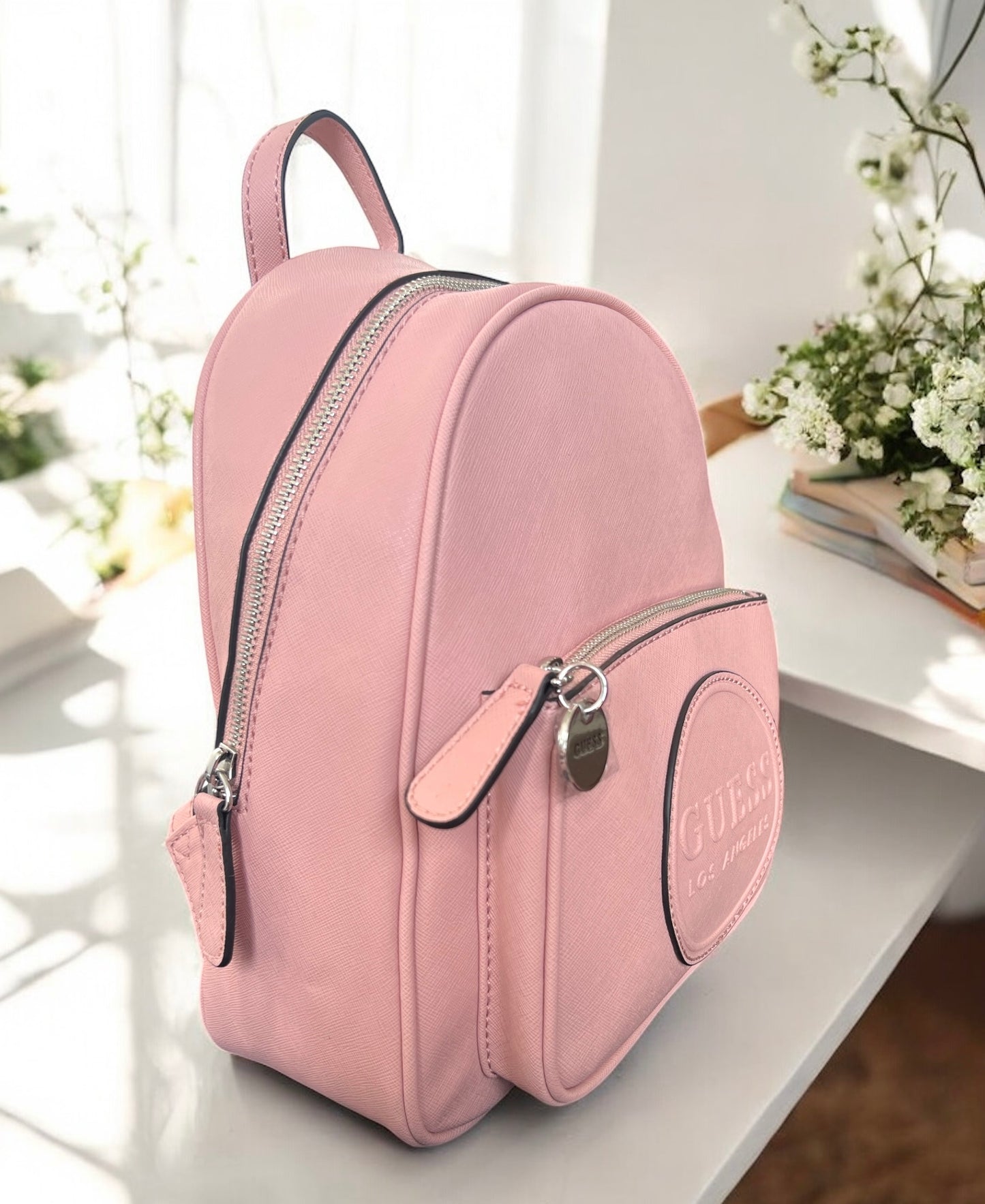 Backpack Guess rosa con logo grabado