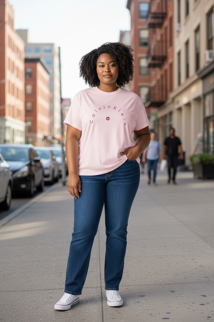 Playera Calvin k rosa con letras fucsia