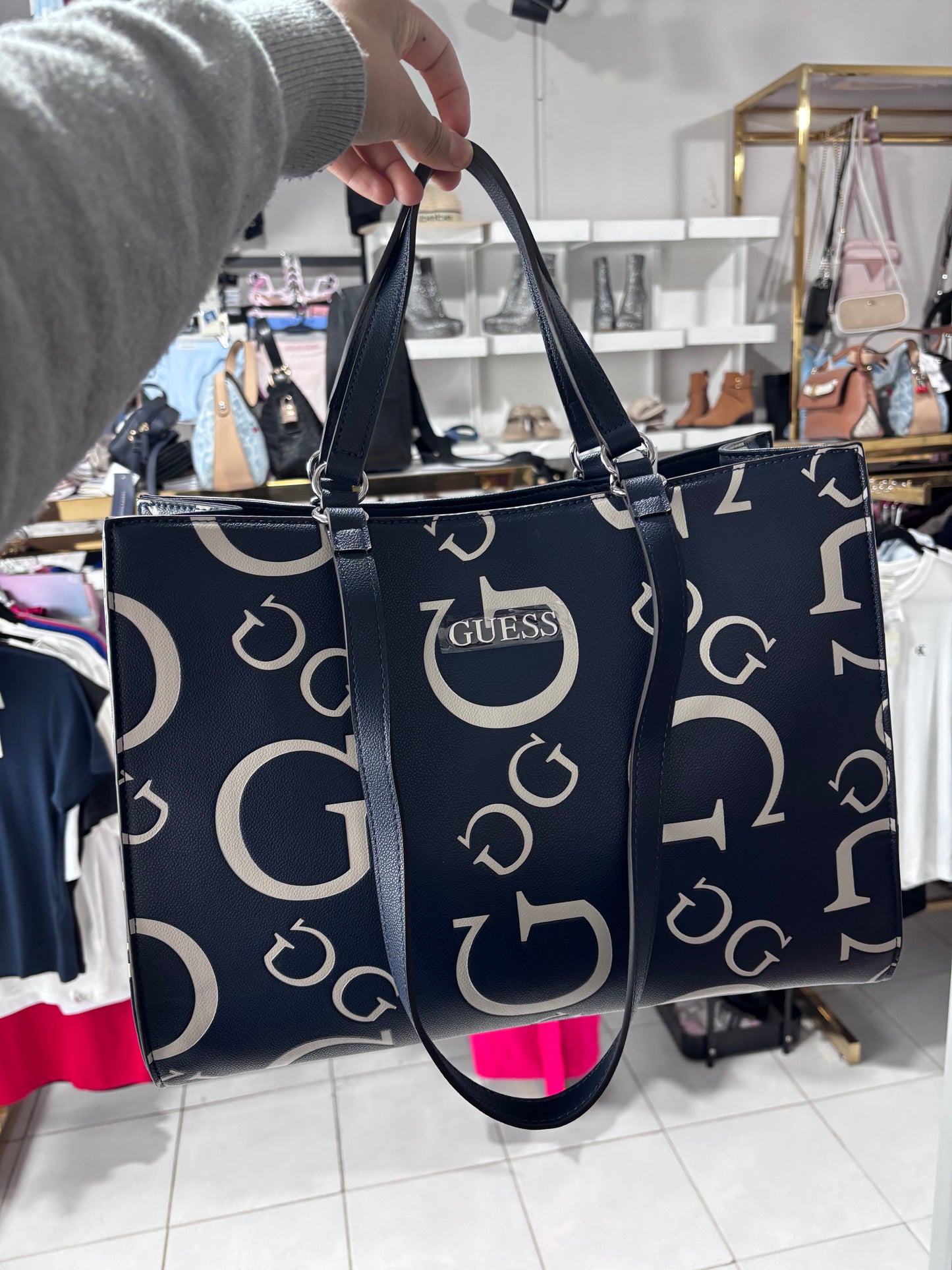Tote Guess azul con monogram