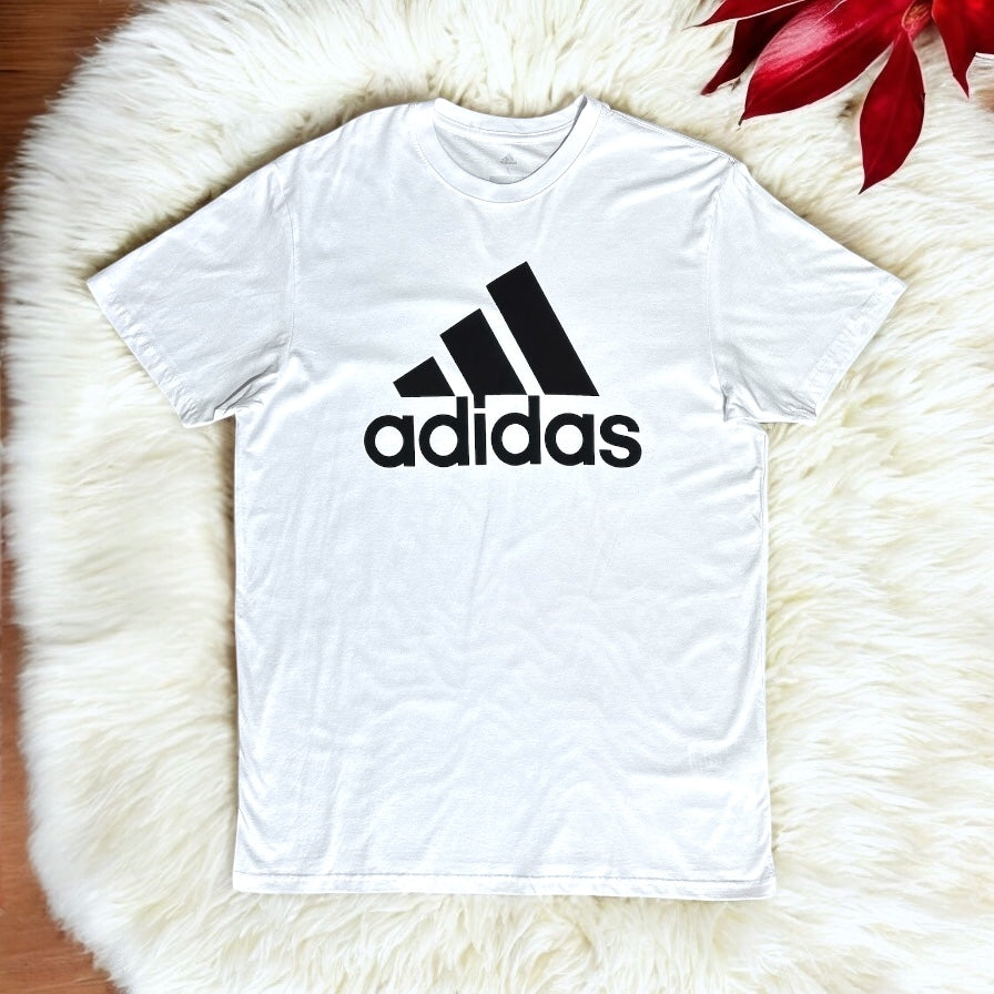 Playera Adidas Blanca, logo en estampado negro para caballero
