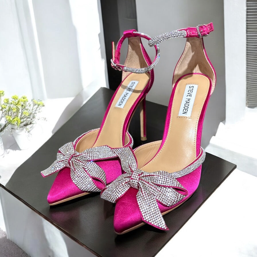 Zapatilla Steve M fucsia con brillos plateados