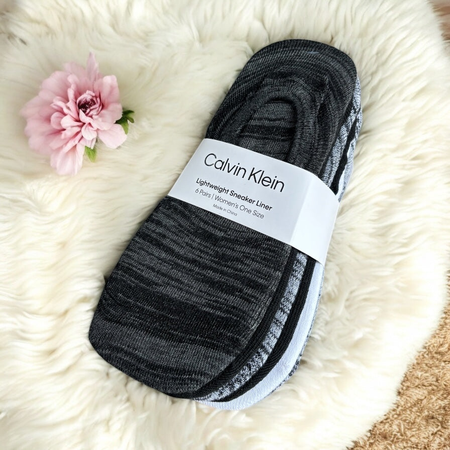 Protectores Calvin K gris jaspeado, blanco y negro 6 pares