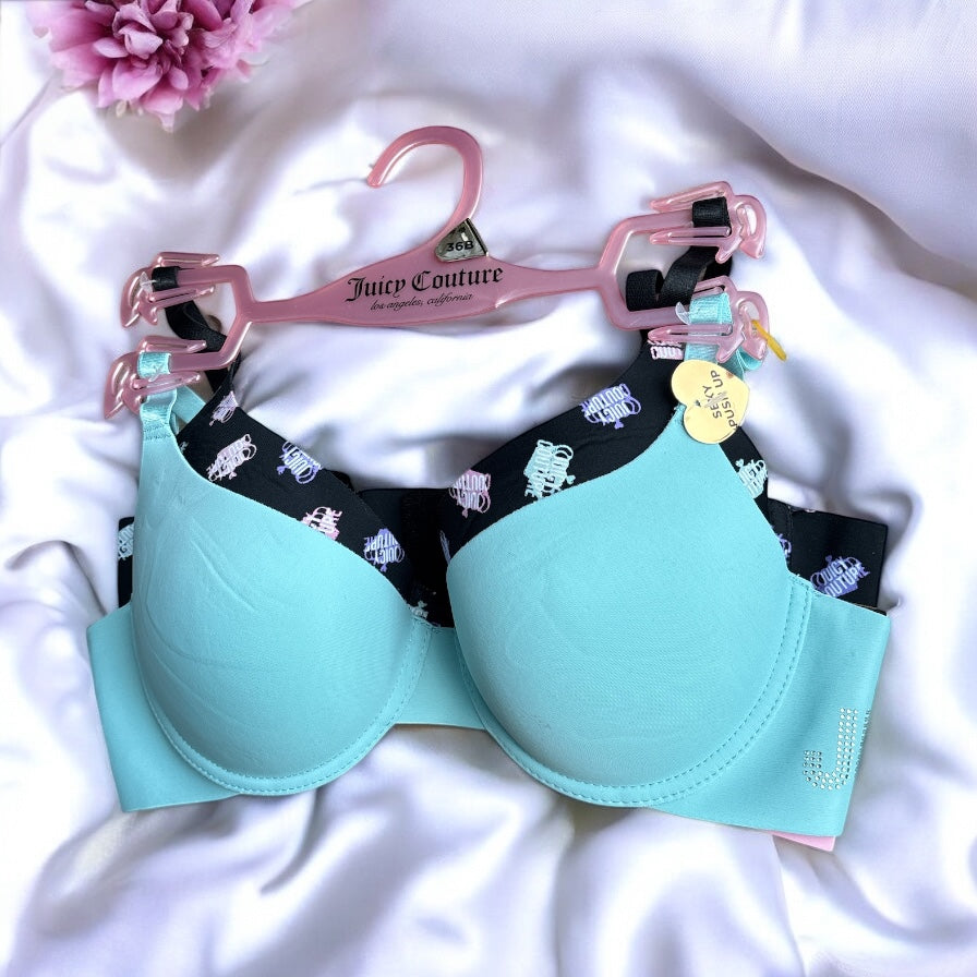 Brasier Dúo Juicy verde menta con piedras y negro con estampado