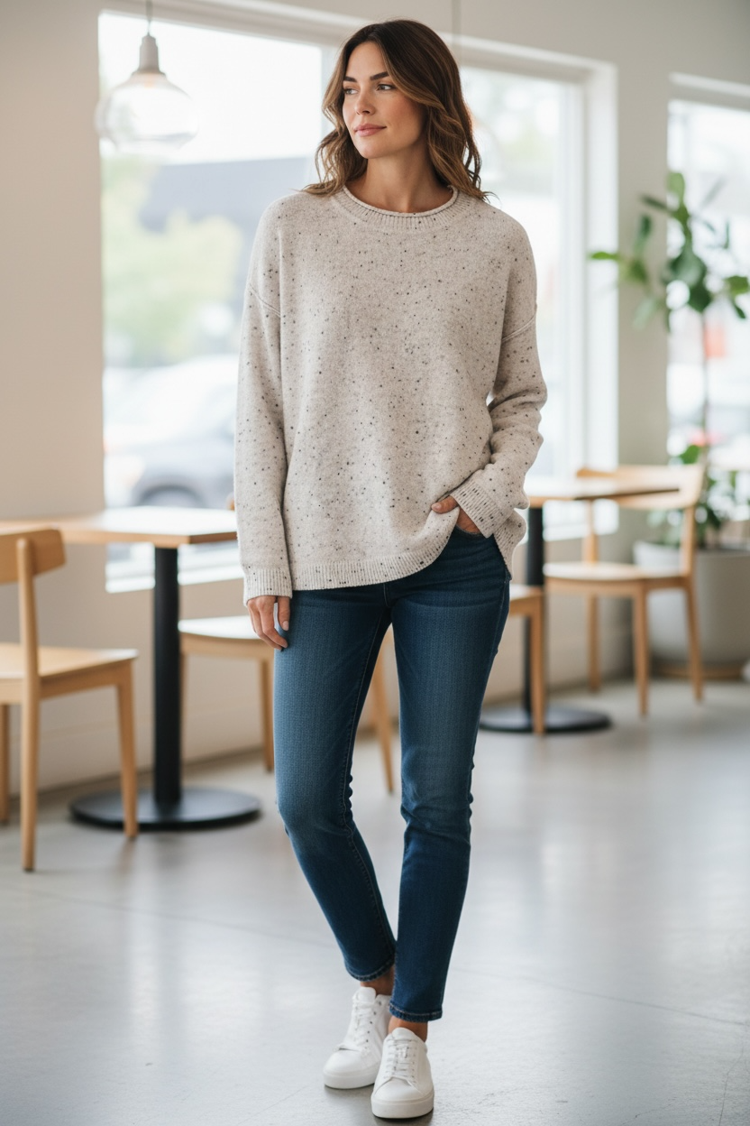 Suéter DKNY beige jaspeado