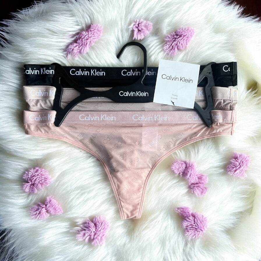 Calvin k tangas 3 pz color rosa , negro y café